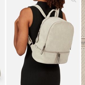 Snake-skin grey backpack purse